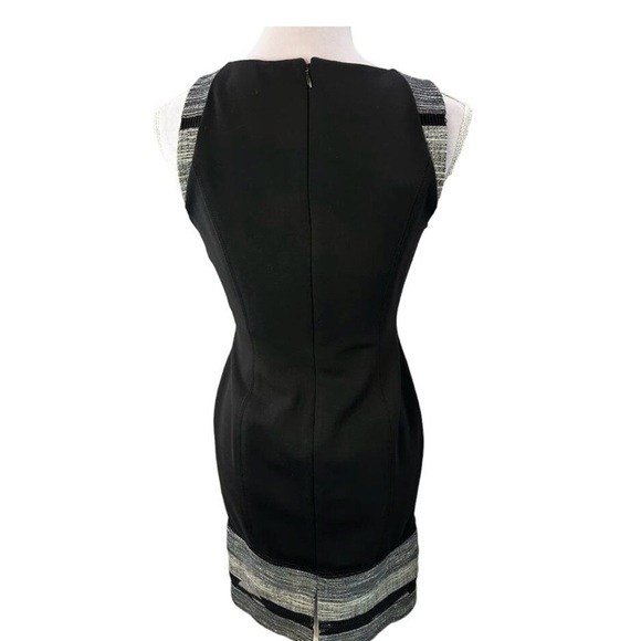 WHBM Black Dress w/ Gray Tweed Trim Sz 4P - Picture 4 of 5